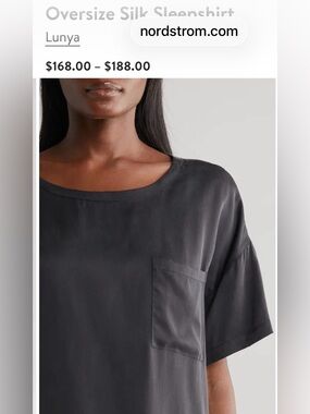 100% silk new Lunya Relaxed sleep top - black